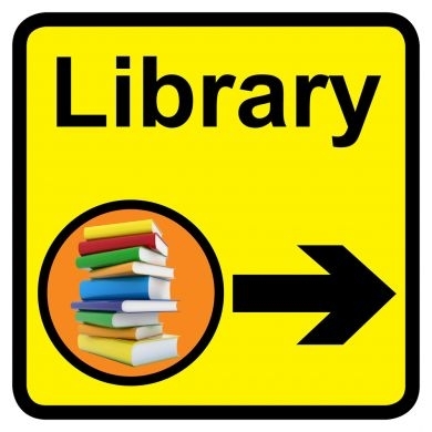 Library sign with right arrow - 300mm x 300mm